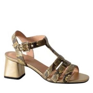 GEOX Gold metallic Snake leather heel Strappy sandals women size EU 41